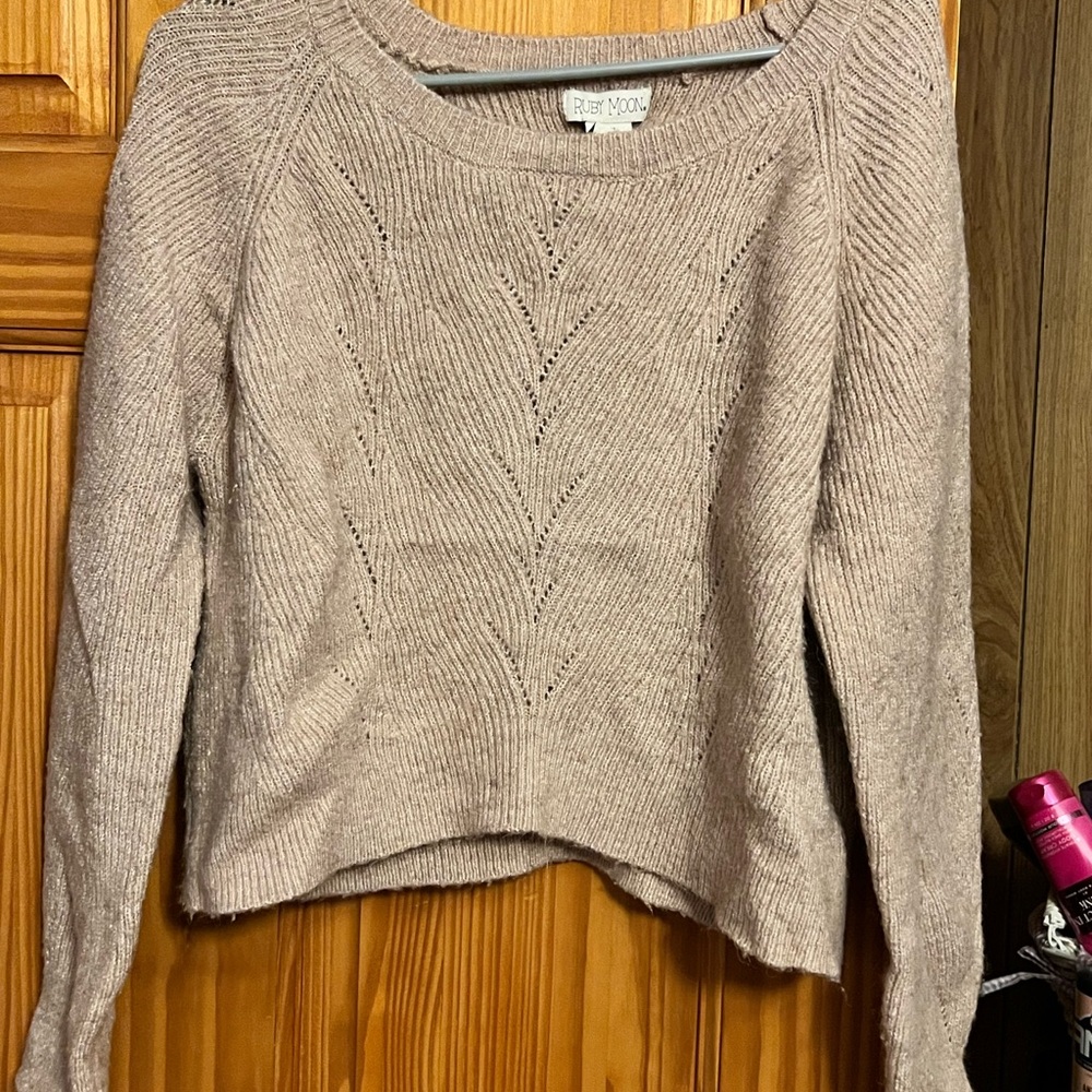 Ruby Moon Women's Beige Crew Neck Sweater
